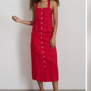 Alex Mill Zoe linen button front skirt NWT